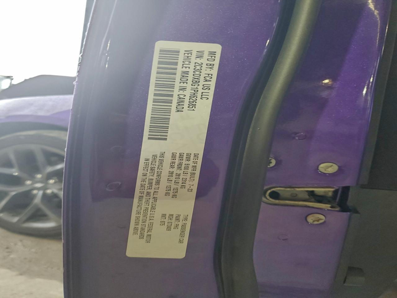 2023 Dodge Charger Sxt VIN: 2C3CDXBG1PH626851 Lot: 93895175