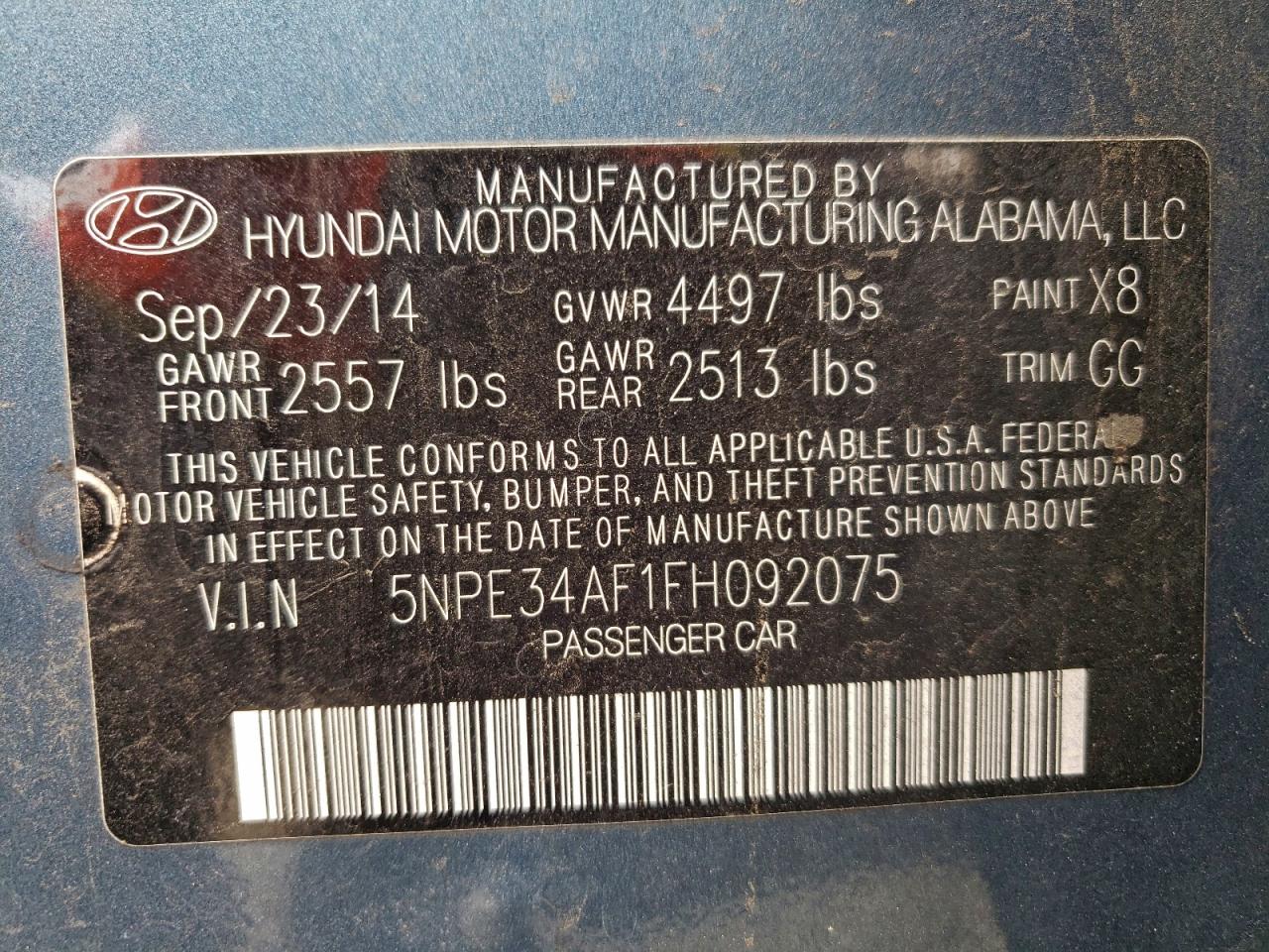 2015 Hyundai Sonata Sport VIN: 5NPE34AF1FH092075 Lot: 96638445