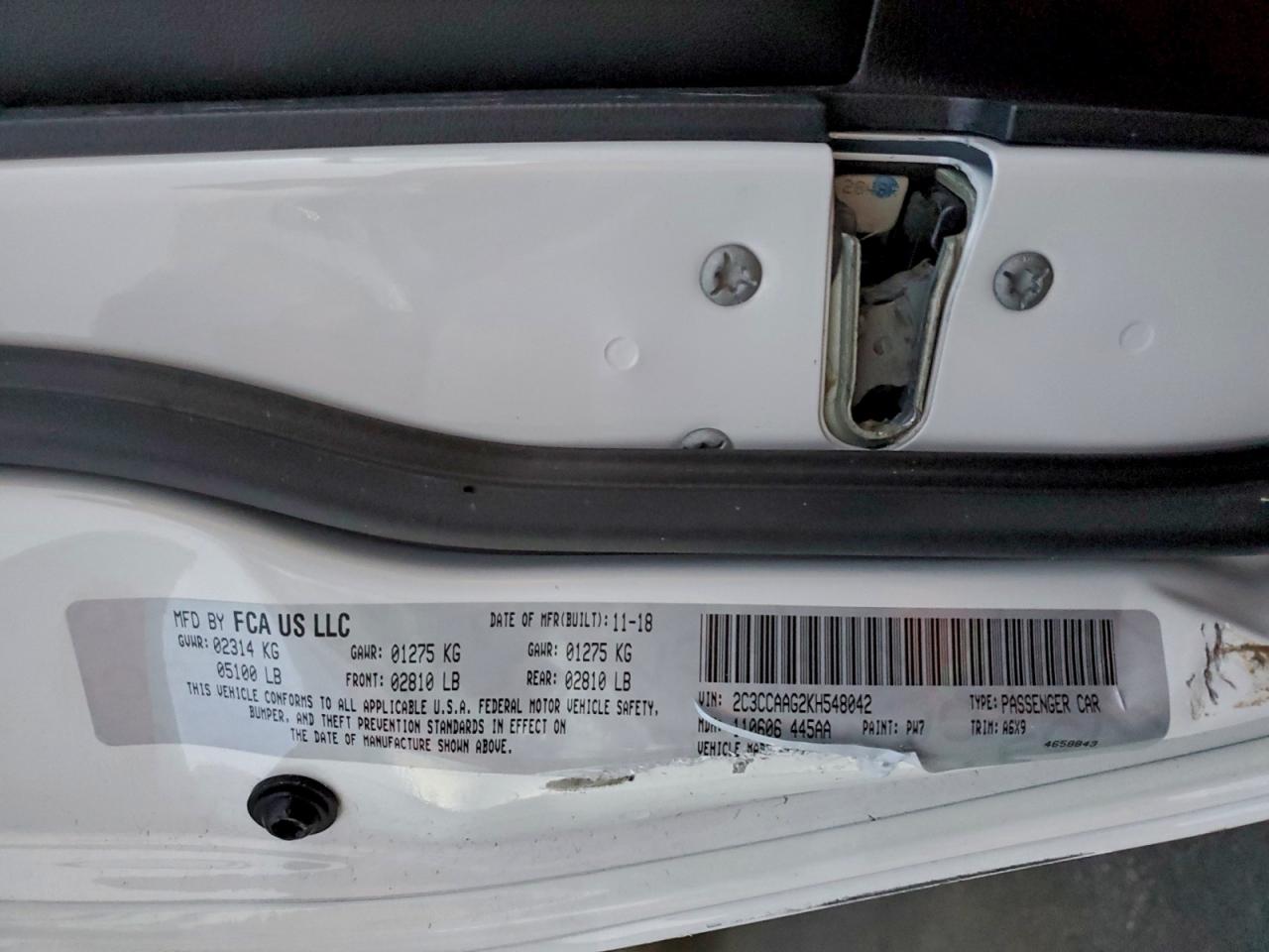 2019 Chrysler 300 Touring VIN: 2C3CCAAG2KH548042 Lot: 94984435