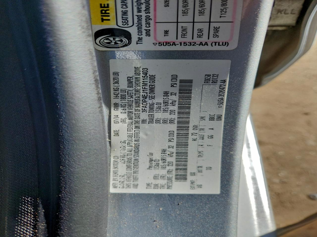 2015 Ford Fiesta Se VIN: 3FADP4EJ1FM115403 Lot: 96348255