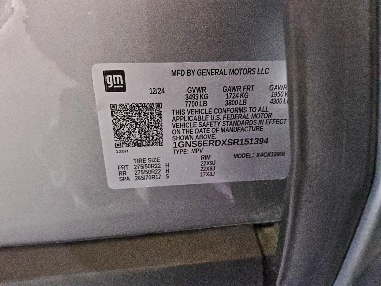 2025 Chevrolet Suburban K1500 Rst VIN: 1GNS6ERDXSR151394 Lot: 98244155