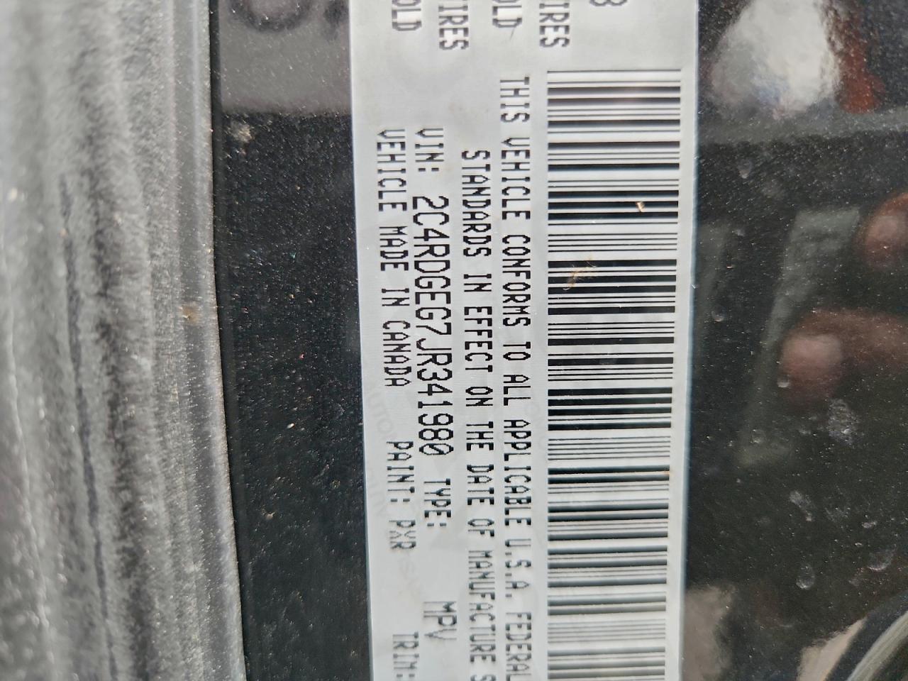 2018 Dodge Grand Caravan Gt VIN: 2C4RDGEG7JR341980 Lot: 66954105