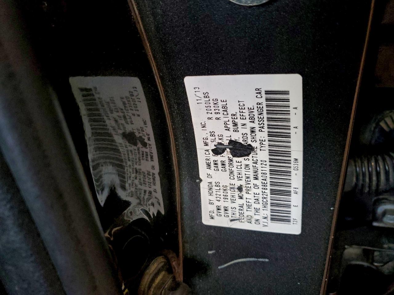 2014 Honda Accord Exl VIN: 1HGCR2F88EA081120 Lot: 94963185