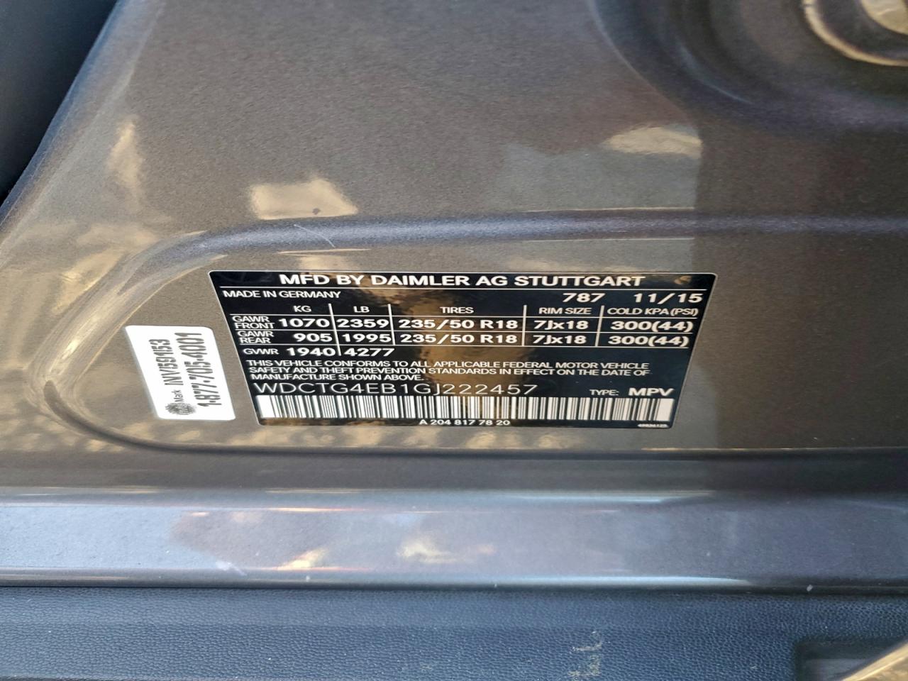 2016 Mercedes-Benz Gla 250 VIN: WDCTG4EB1GJ222457 Lot: 94796715