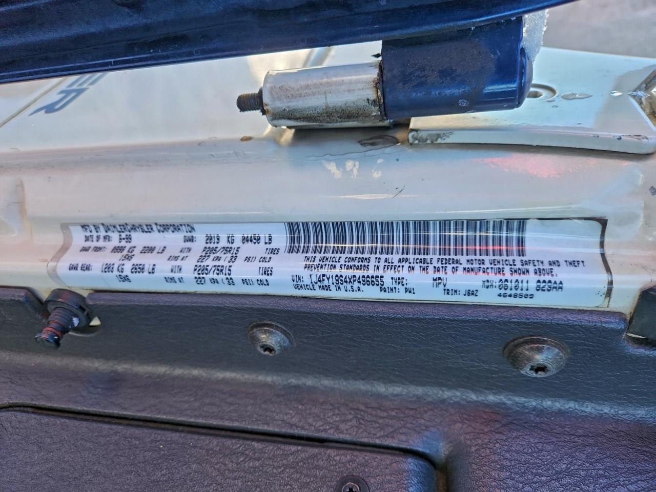 1999 Jeep Wrangler / Tj Sport VIN: 1J4FY19S4XP496655 Lot: 94254125