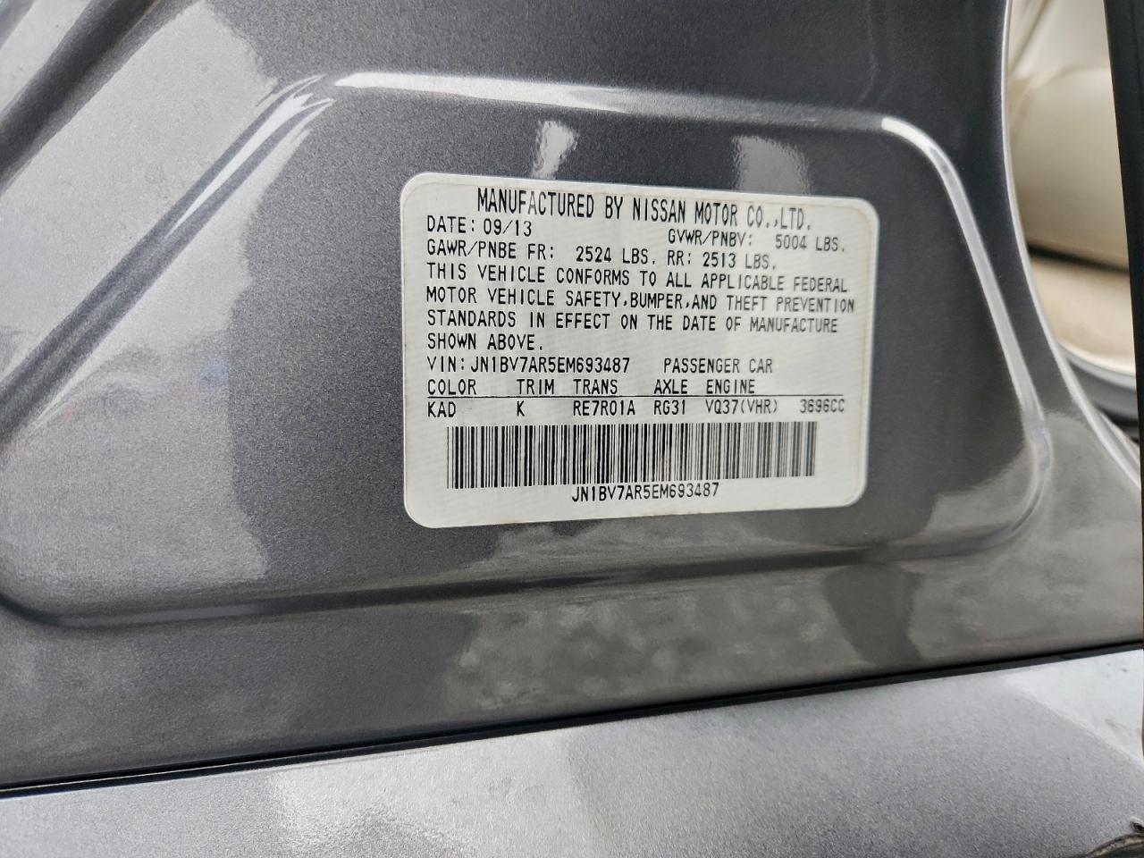 2014 Infiniti Q50 Base VIN: JN1BV7AR5EM693487 Lot: 96177655