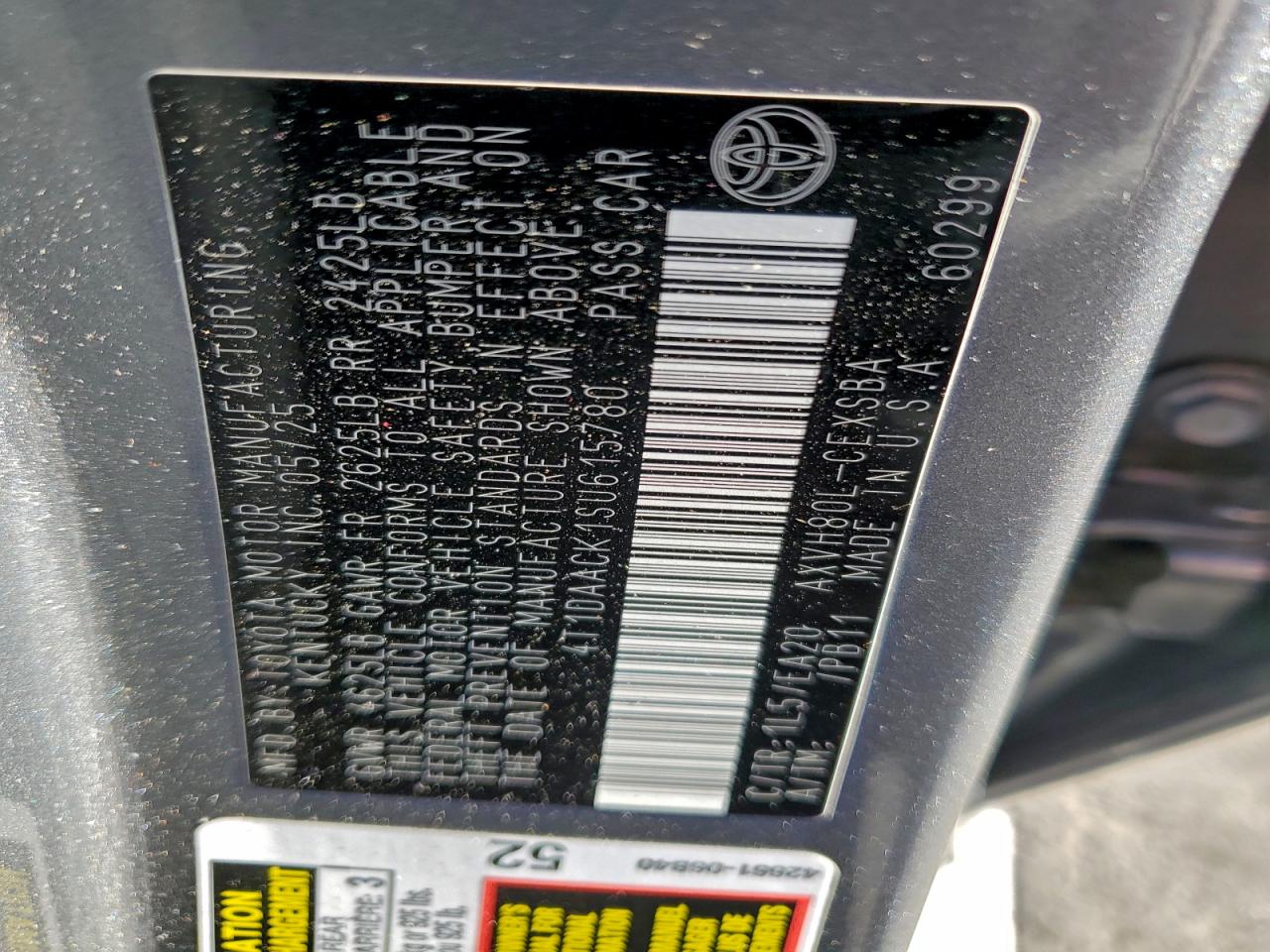 2025 Toyota Camry Xse VIN: 4T1DAACK1SU615780 Lot: 94870165