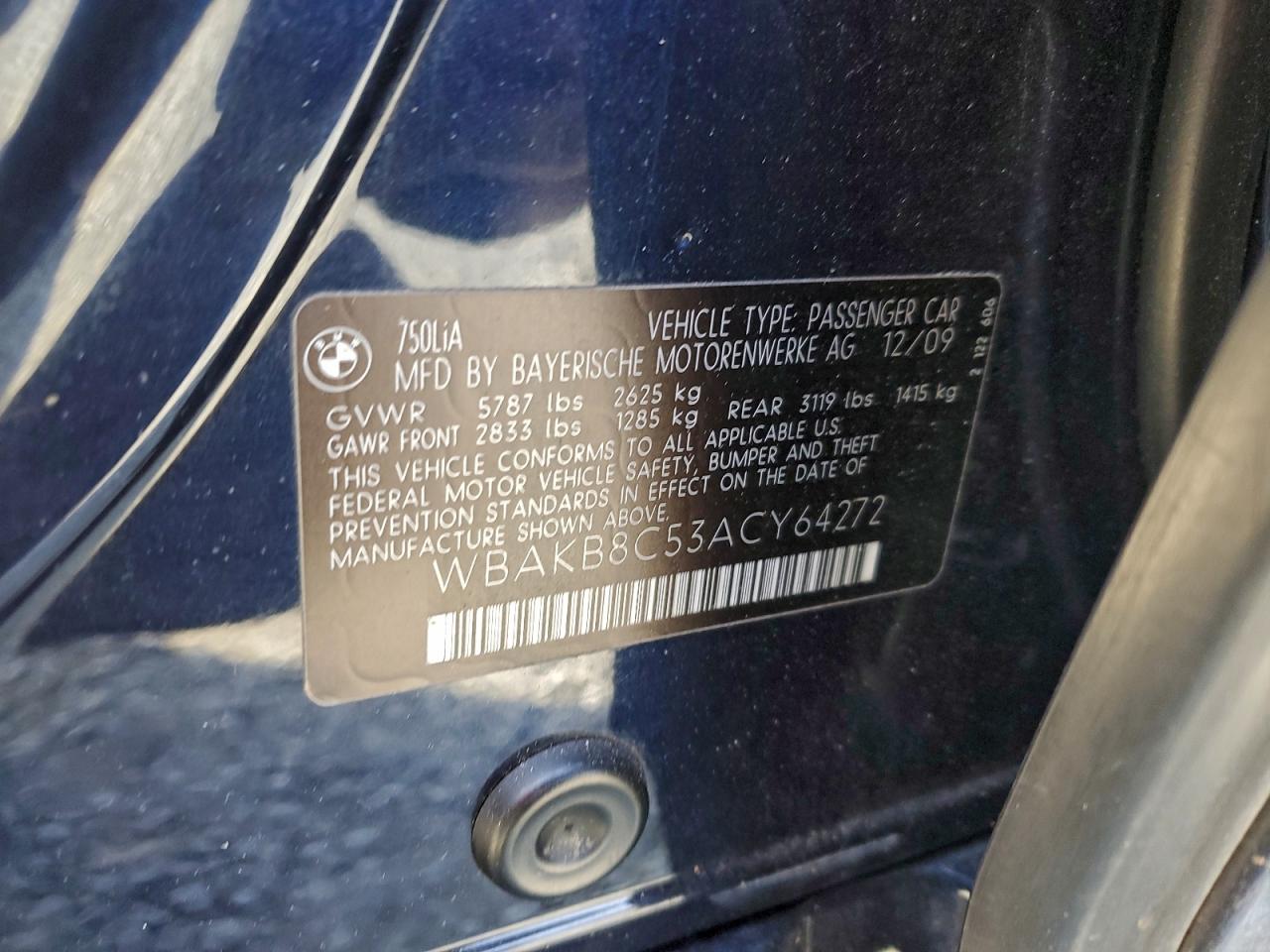 2010 BMW 750 Li VIN: WBAKB8C53ACY64272 Lot: 93764965