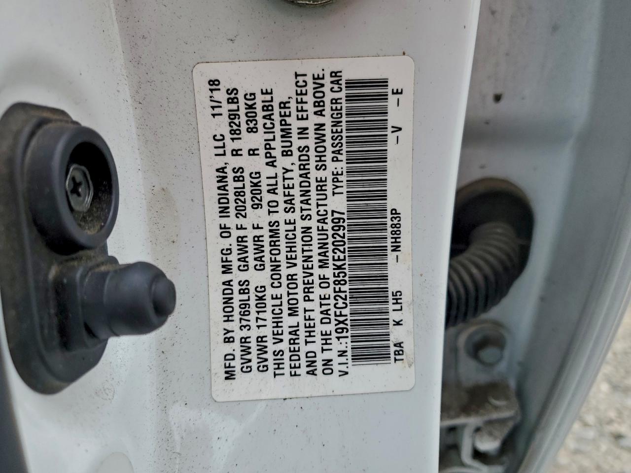 2019 Honda Civic Sport VIN: 19XFC2F85KE202997 Lot: 95749615