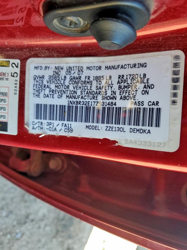 2007 Toyota Corolla Ce VIN: 1NXBR32E17Z931484 Lot: 96236995