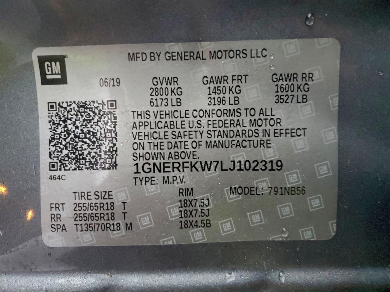 2020 Chevrolet Traverse Ls VIN: 1GNERFKW7LJ102319 Lot: 98029785