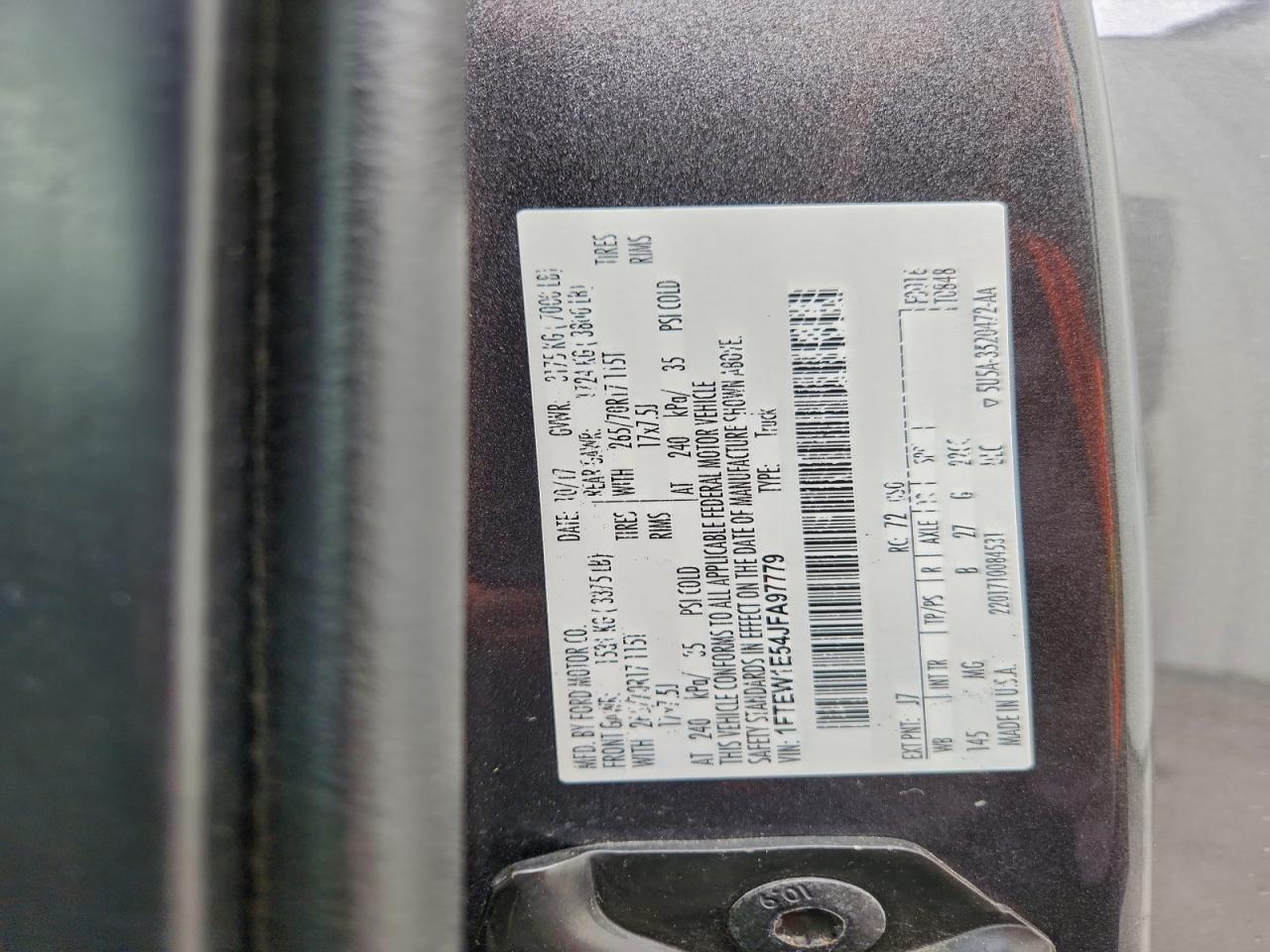 2018 Ford F150 Supercrew VIN: 1FTEW1E54JFA97779 Lot: 96582365