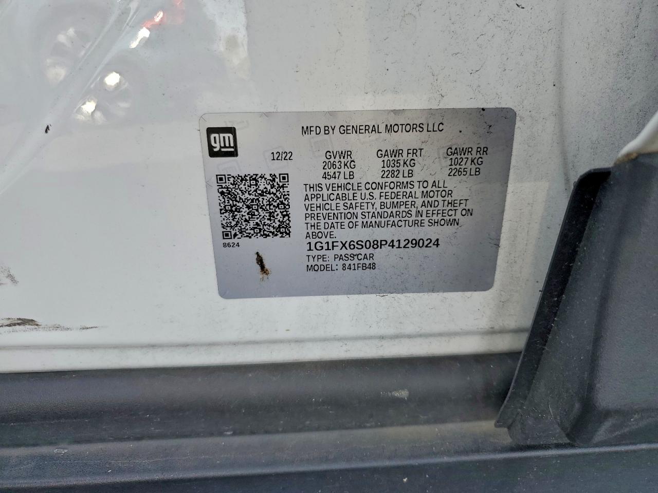 2023 Chevrolet Bolt Ev 2Lt VIN: 1G1FX6S08P4129024 Lot: 95317865