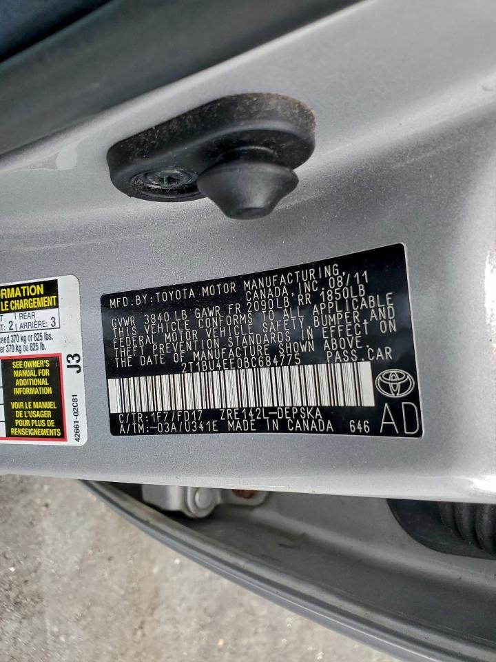 2011 Toyota Corolla Base VIN: 2T1BU4EE0BC684775 Lot: 94903705