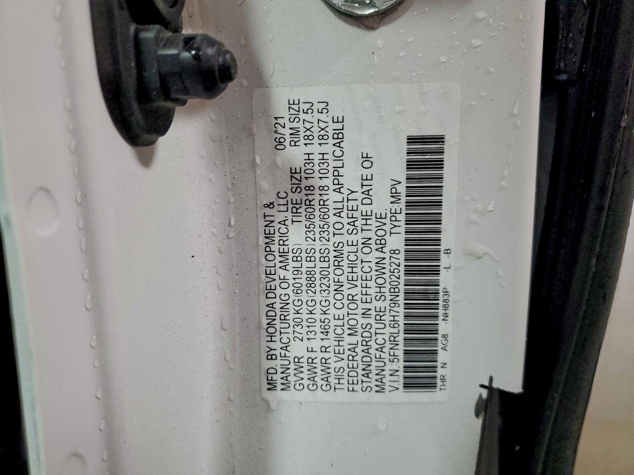 2022 Honda Odyssey Exl VIN: 5FNRL6H79NB025278 Lot: 94890475