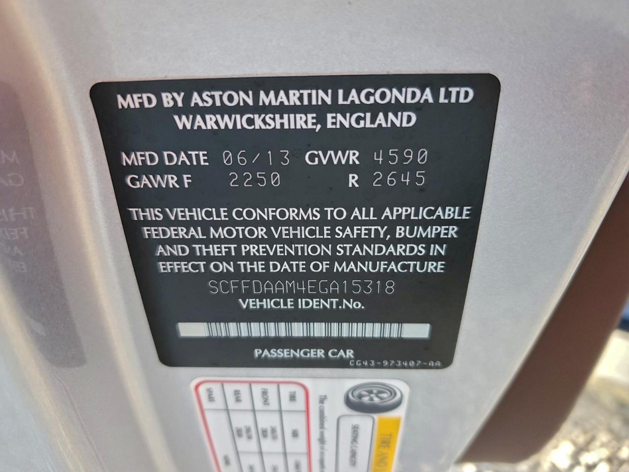 SCFFDAAM4EGA15318 2014 Aston Martin Db9