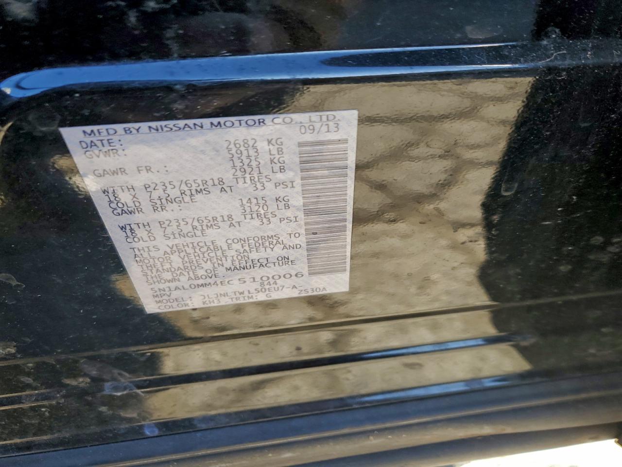 2014 Infiniti Qx60 VIN: 5N1AL0MM4EC510006 Lot: 96236775