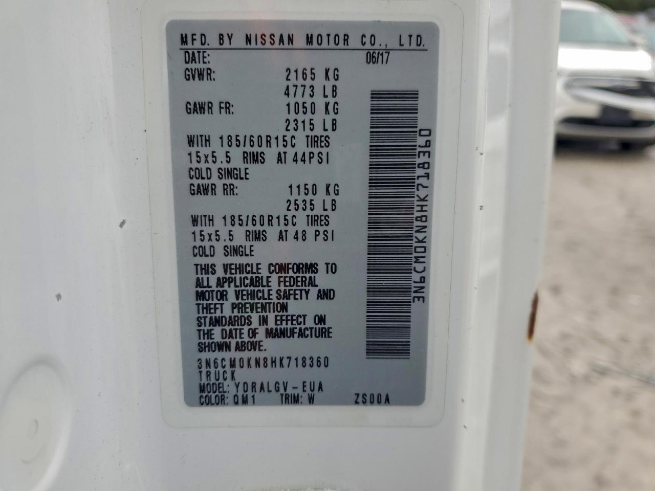 2017 Nissan Nv200 2.5S VIN: 3N6CM0KN8HK718360 Lot: 93357565