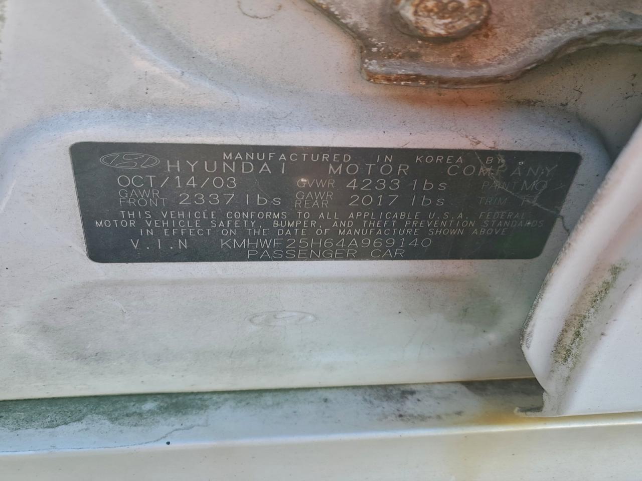 2004 Hyundai Sonata Gl VIN: KMHWF25H64A969140 Lot: 95873125