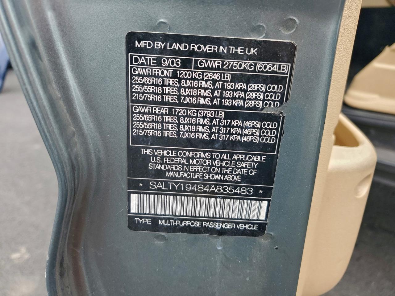 2004 Land Rover Discovery Ii Se VIN: SALTY19484A835483 Lot: 95938195