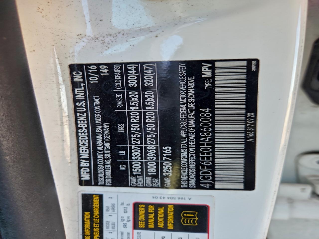 2017 Mercedes-Benz Gls 450 4Matic VIN: 4JGDF6EE0HA860084 Lot: 94919505