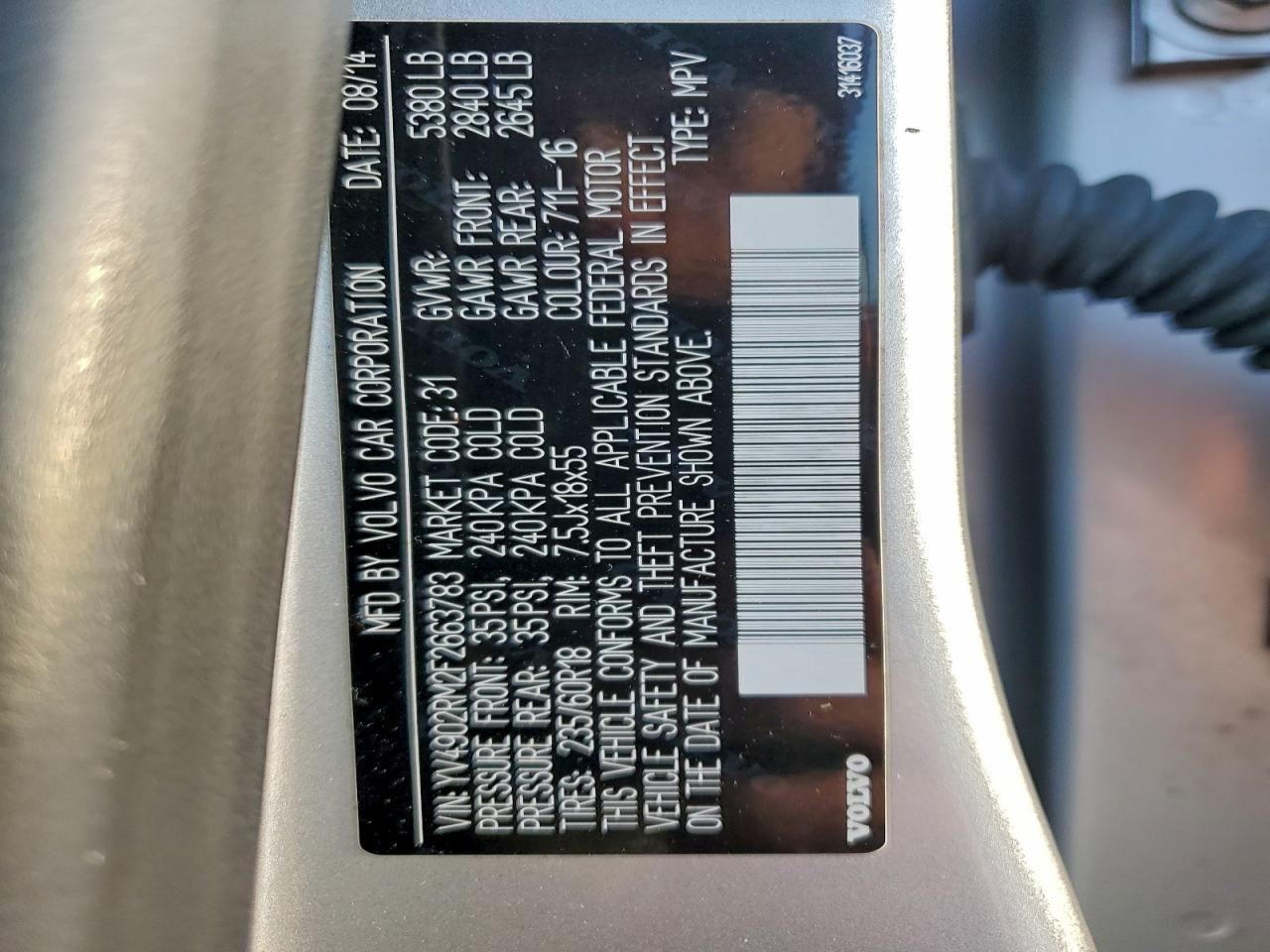 2015 Volvo Xc60 T6 Platinum VIN: YV4902RM2F2663783 Lot: 97209955