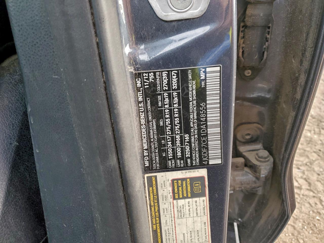 2013 Mercedes-Benz Gl 450 4Matic VIN: 4JGDF7CE1DA148556 Lot: 96605965