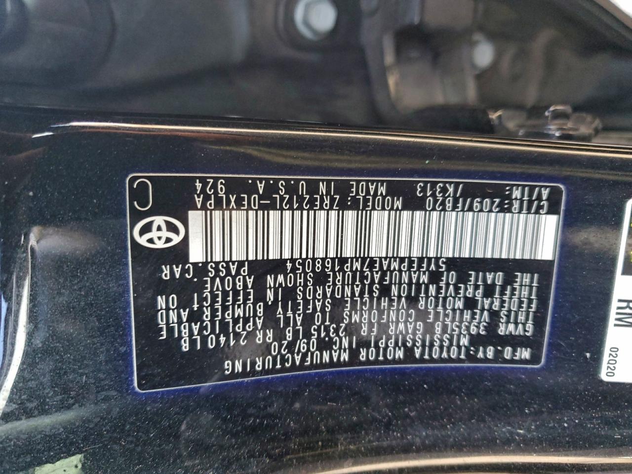 2021 Toyota Corolla Le VIN: 5YFEPMAE7MP168054 Lot: 96538675