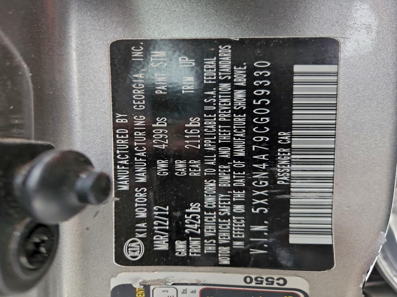 2012 Kia Optima Ex VIN: 5XXGN4A79CG059330 Lot: 96938285