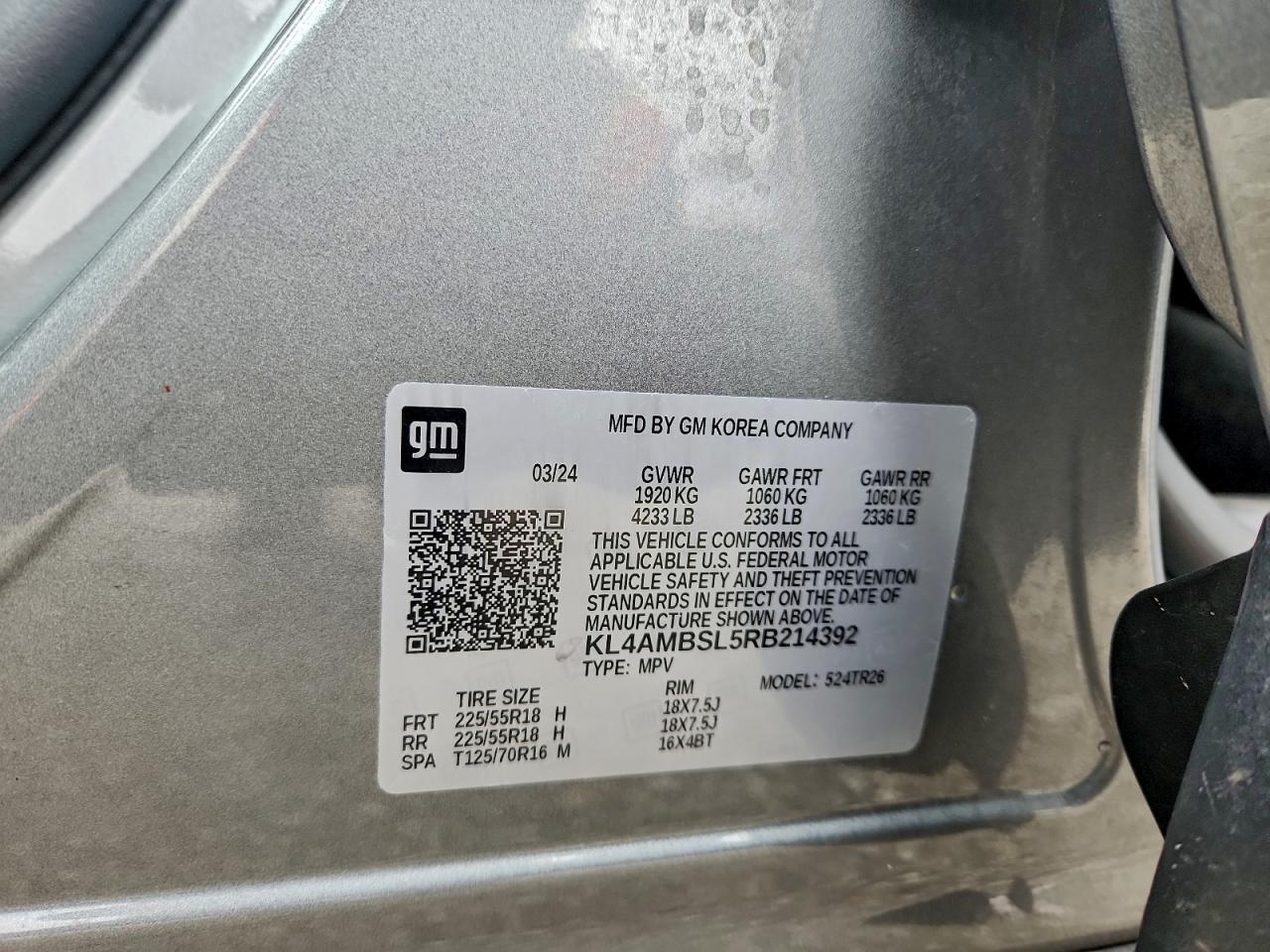 2024 Buick Encore Gx Preferred VIN: KL4AMBSL5RB214392 Lot: 93995625