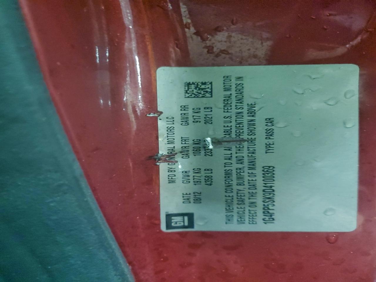 2013 Buick Verano VIN: 1G4PP5SK9D4100369 Lot: 95182725