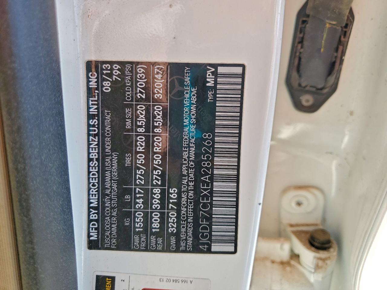 2014 Mercedes-Benz Gl 450 4Matic VIN: 4JGDF7CEXEA285268 Lot: 96969965