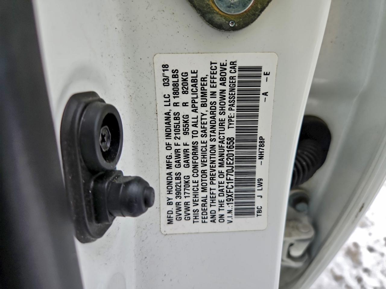 2018 Honda Civic Exl VIN: 19XFC1F70JE201658 Lot: 95359255