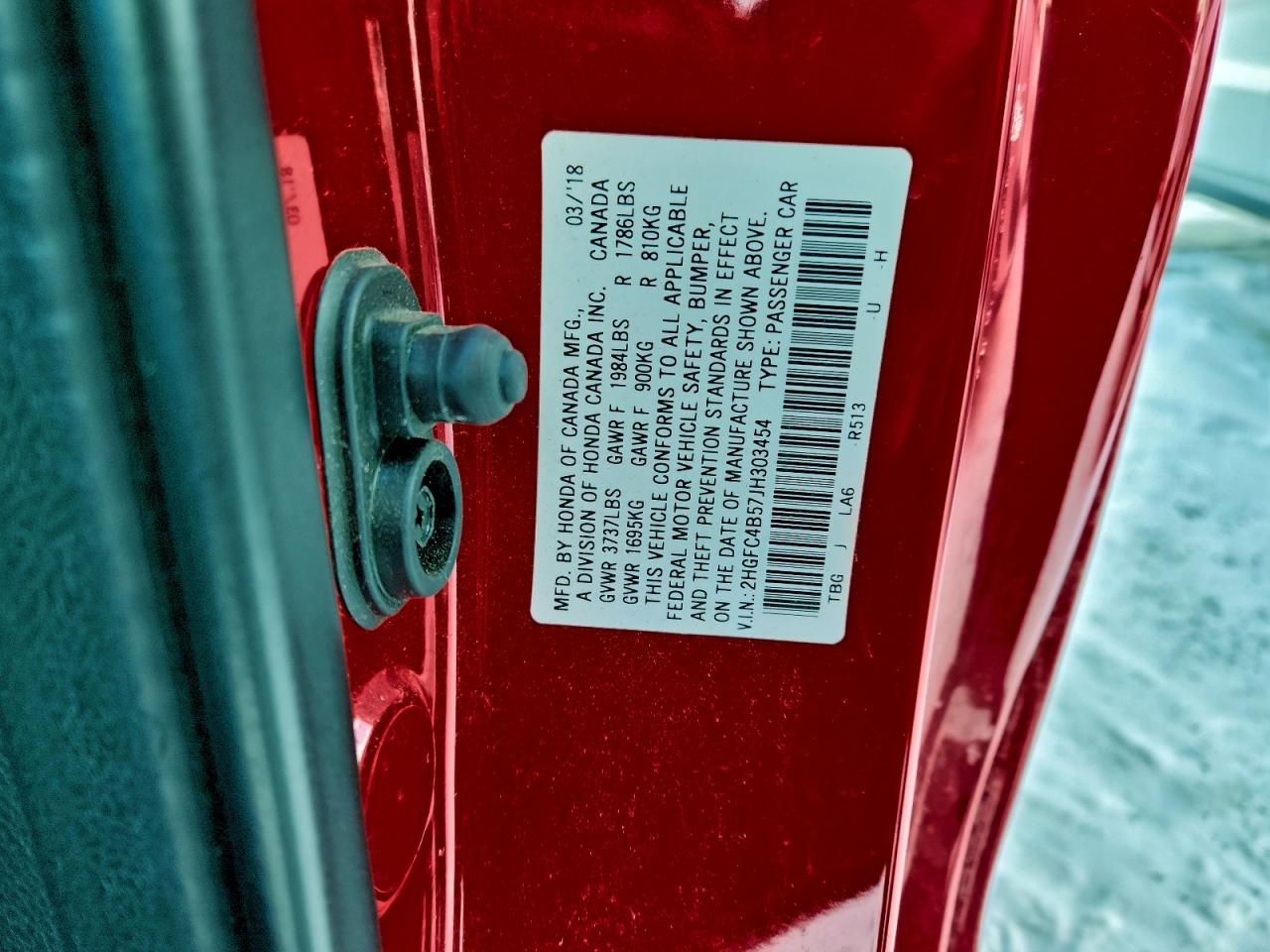 2018 Honda Civic Lx VIN: 2HGFC4B57JH303454 Lot: 94787455