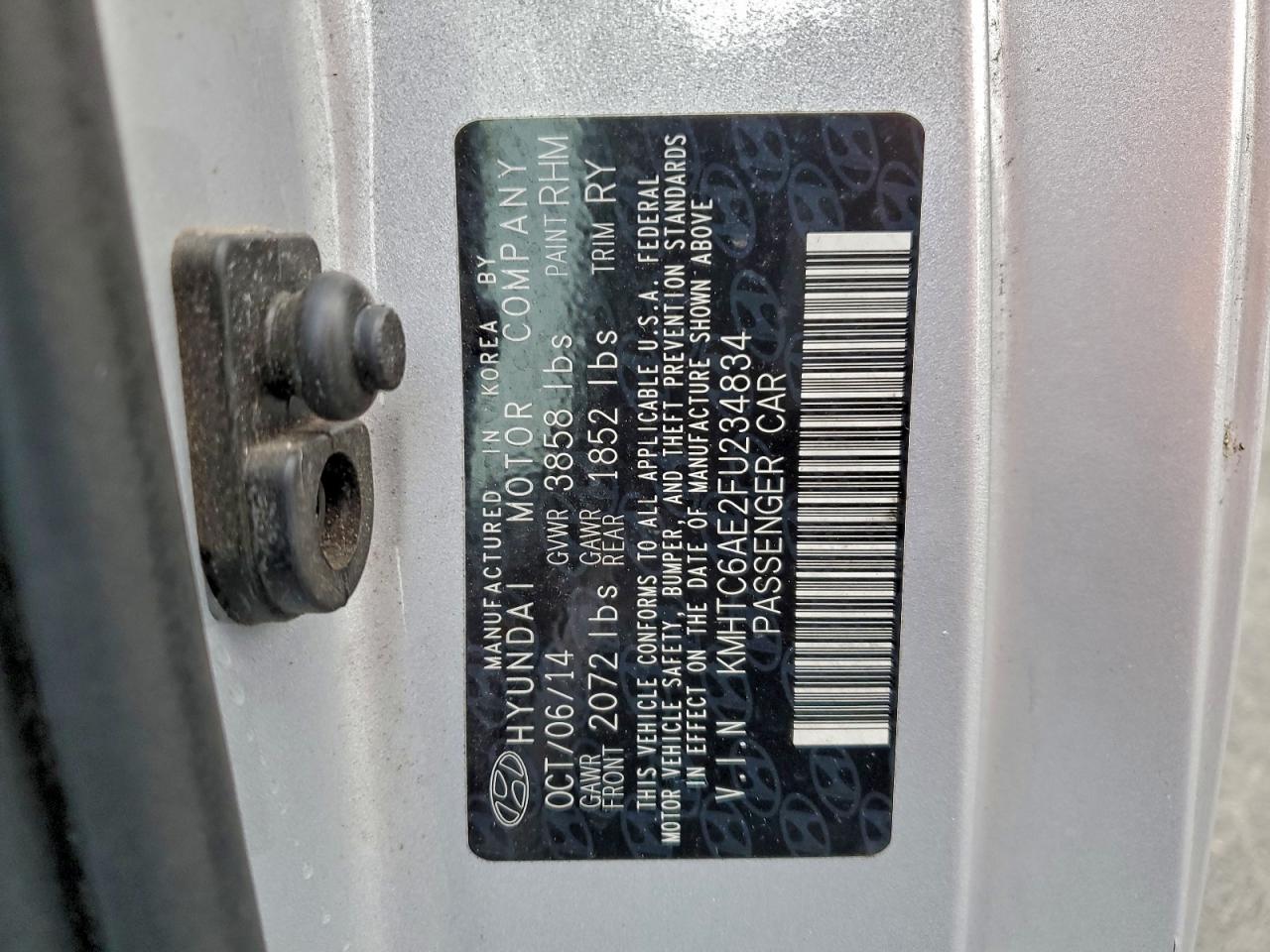 2015 Hyundai Veloster Turbo VIN: KMHTC6AE2FU234834 Lot: 95484365