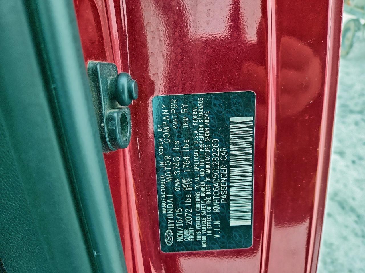 2016 Hyundai Veloster VIN: KMHTC6AD5GU282269 Lot: 95861325