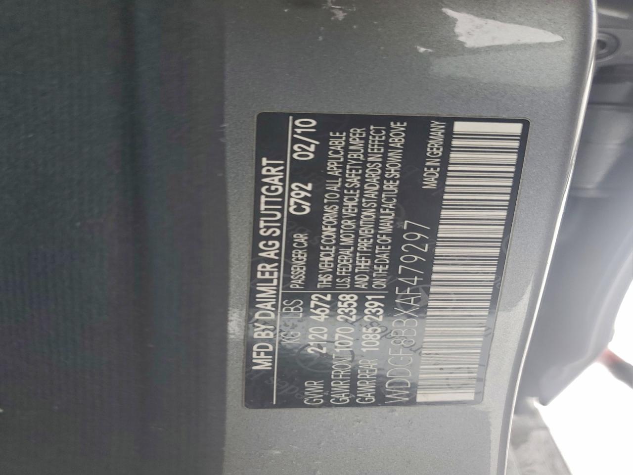 2010 Mercedes-Benz C 300 4Matic VIN: WDDGF8BBXAF479297 Lot: 94248295