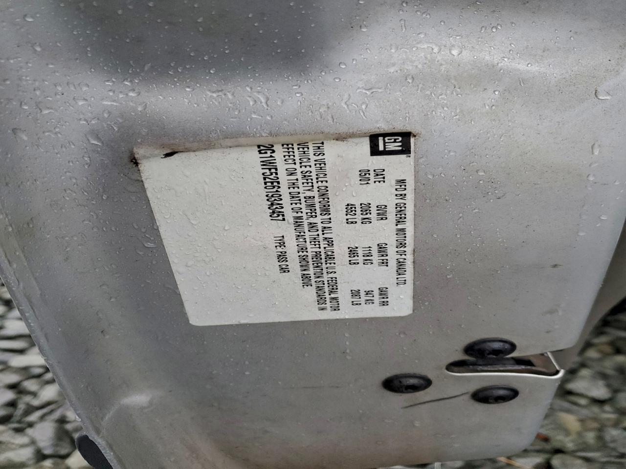 2001 Chevrolet Impala VIN: 2G1WF52E619343457 Lot: 95100295