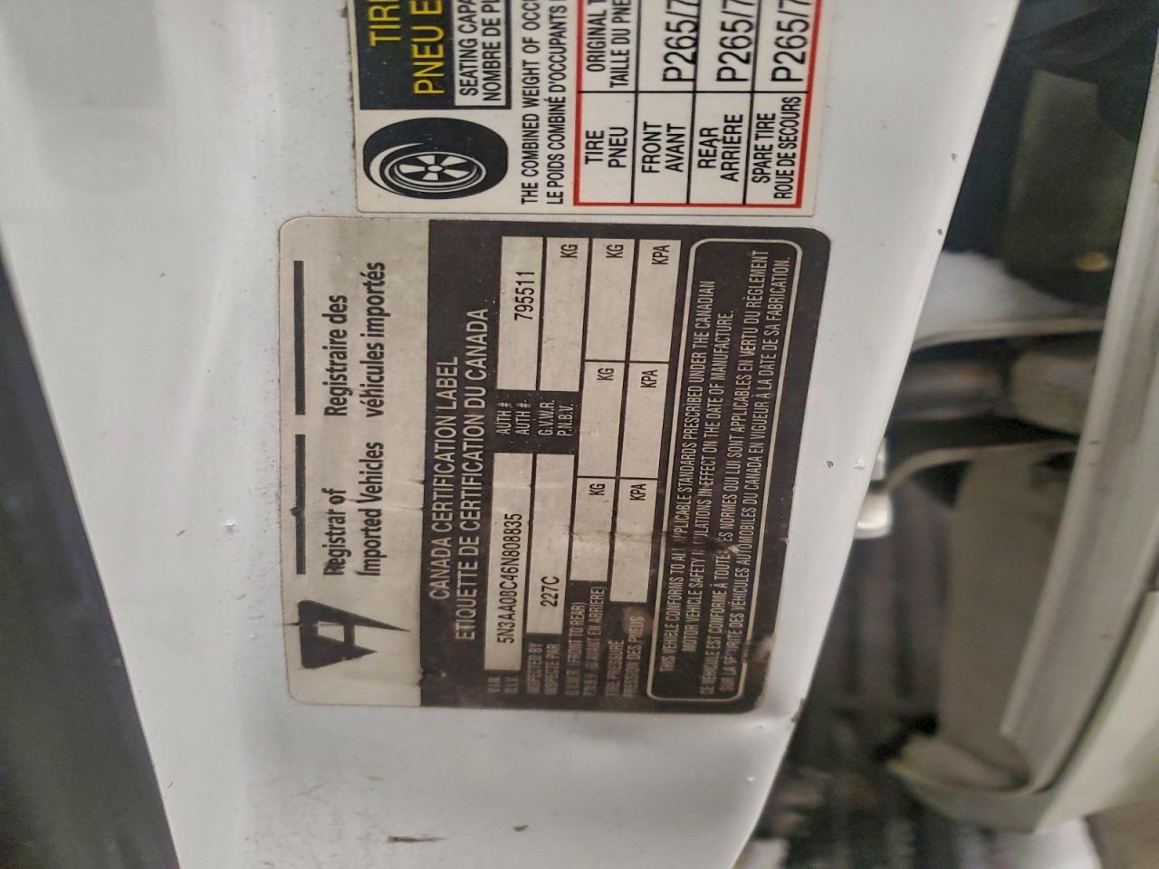 2006 Infiniti Qx56 VIN: 5N3AA08C46N808835 Lot: 95853705