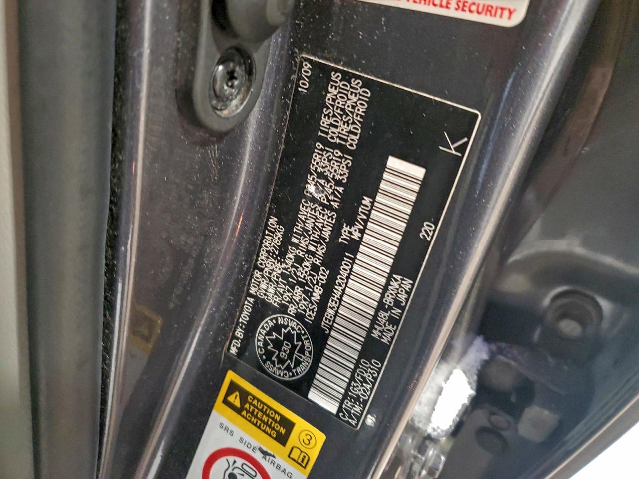 2010 Toyota Highlander Hybrid VIN: JTEBW3EH4A2040011 Lot: 95101645