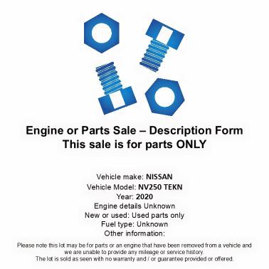 2020 NISSAN NV250 TEKN