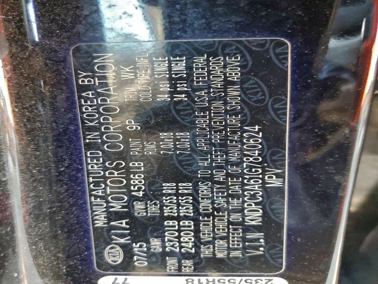 2016 Kia Sportage Ex VIN: KNDPC3A61G7840624 Lot: 95494205