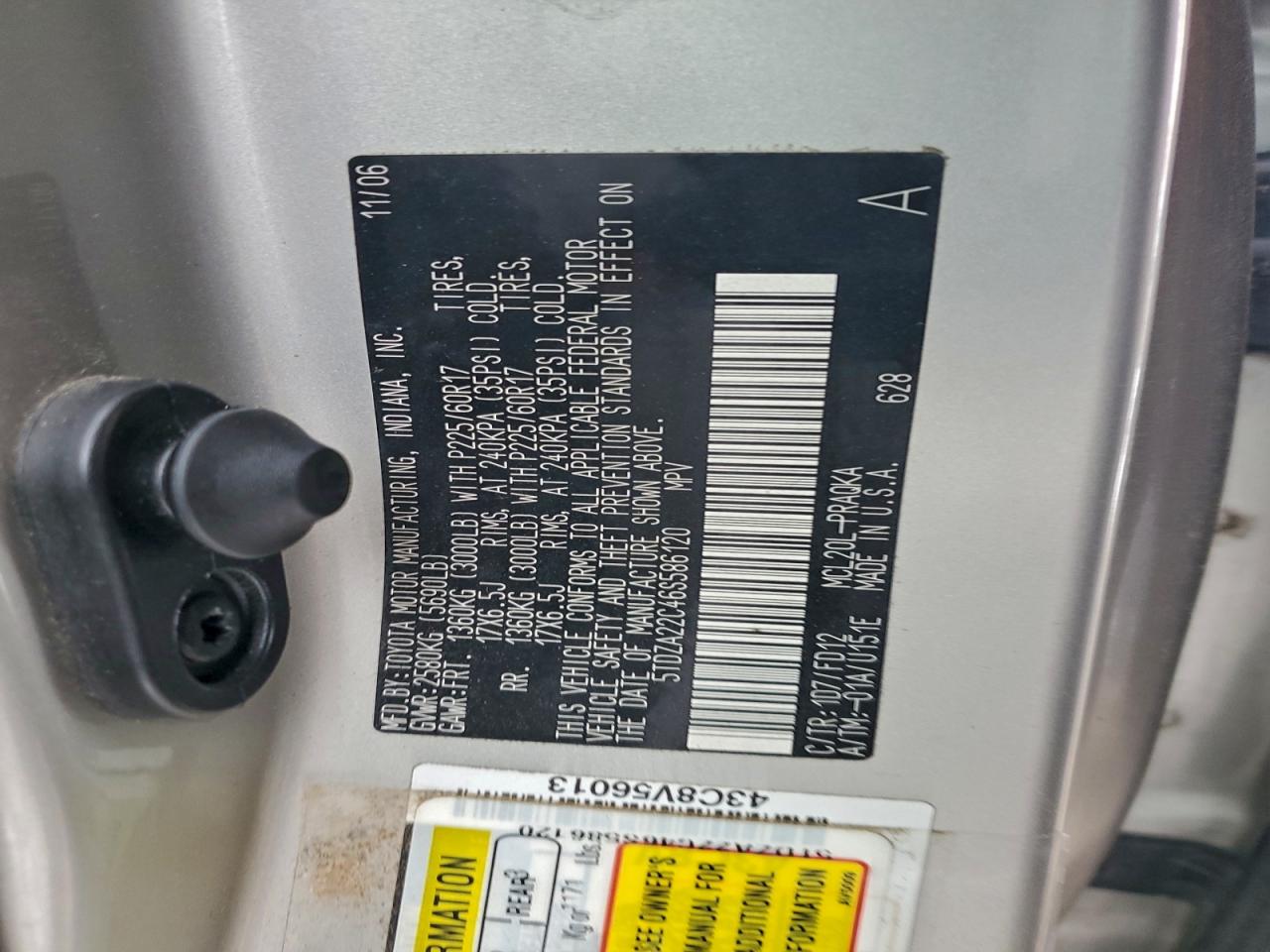 2006 Toyota Sienna Xle VIN: 5TDZA22C46S586120 Lot: 95973965