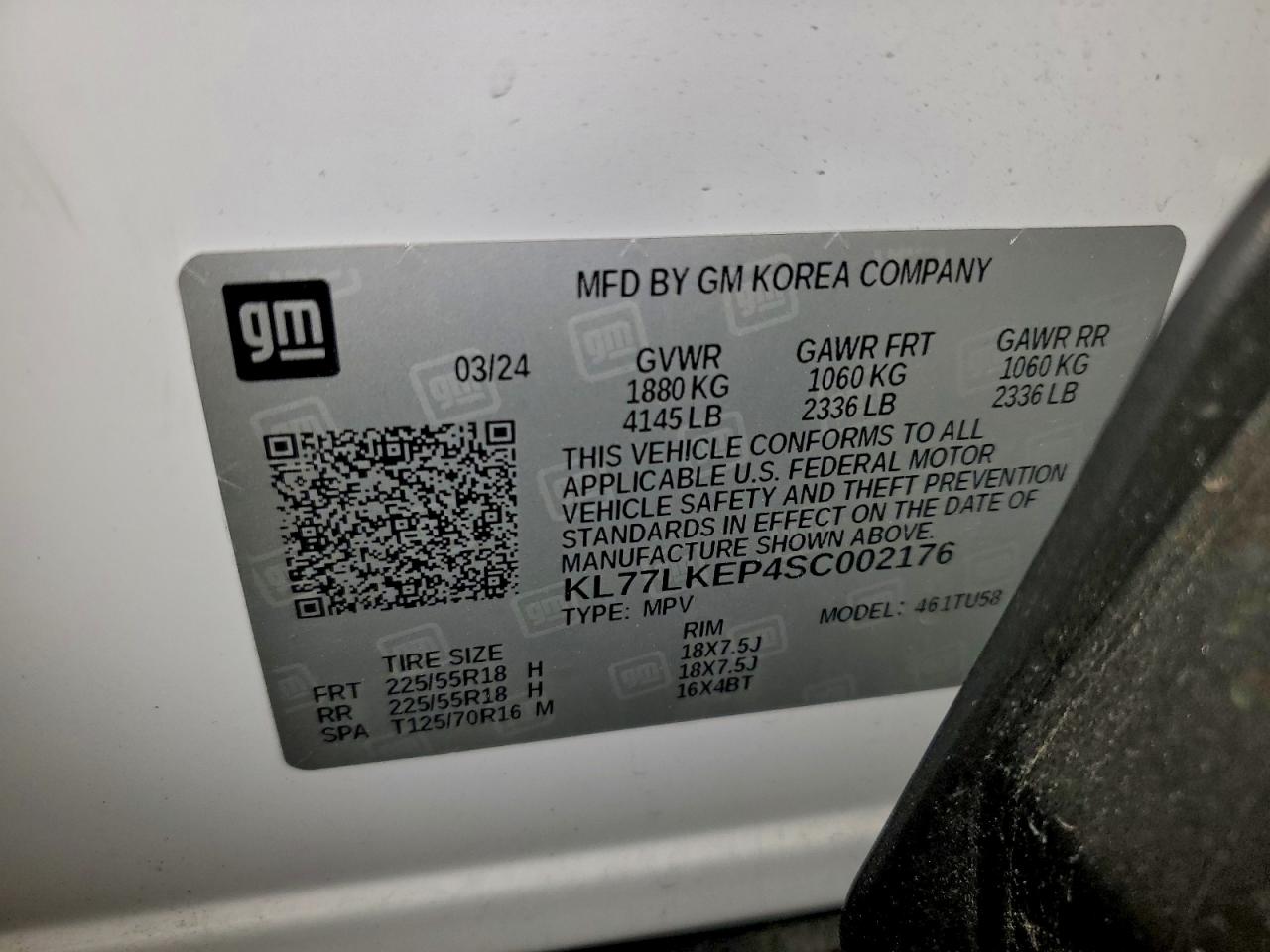 2025 Chevrolet Trax Activ VIN: KL77LKEP4SC002176 Lot: 95145495