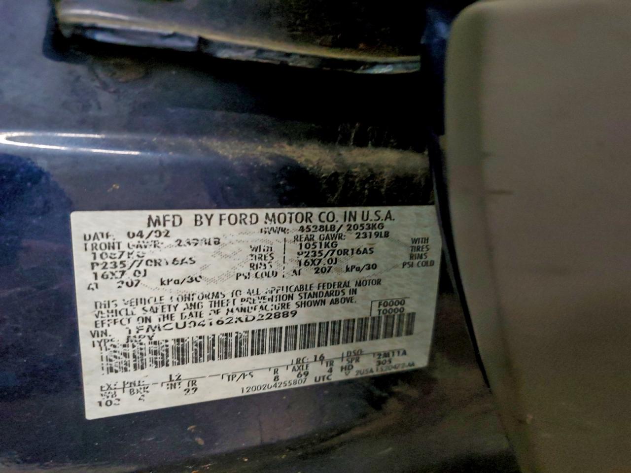 2002 Ford Escape Xlt VIN: 1FMCU04162KD22889 Lot: 95072965