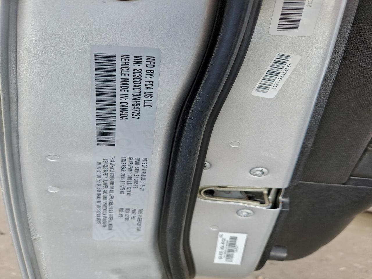 2021 Dodge Charger R/T VIN: 2C3CDXCT3MH547737 Lot: 95558685