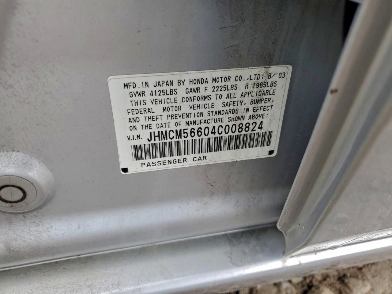 2004 Honda Accord Ex VIN: JHMCM56604C008824 Lot: 95795625