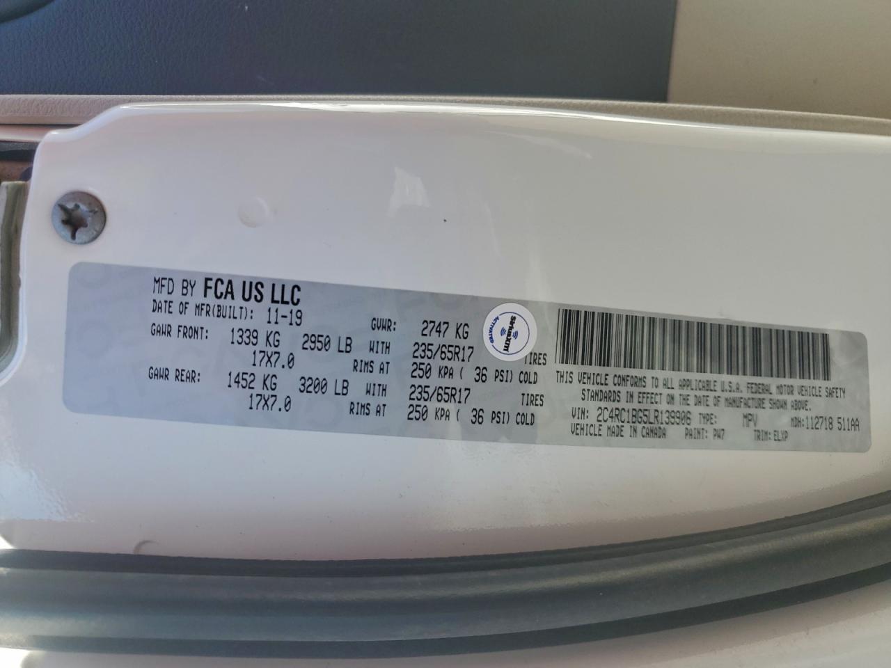 2020 Chrysler Pacifica Touring L VIN: 2C4RC1BG5LR139906 Lot: 96230775