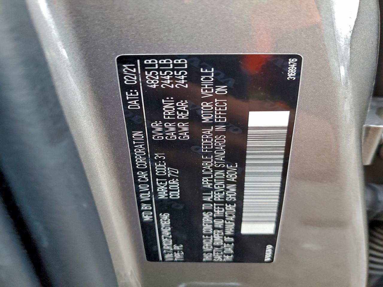 2021 Volvo S60 T5 R-Design VIN: 7JR102FZ4MG118346 Lot: 91250375