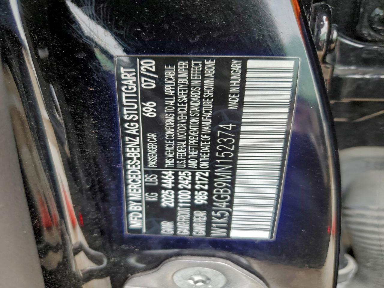 2021 Mercedes-Benz Cla 250 VIN: W1K5J4GB9MN152374 Lot: 94934725